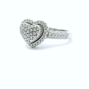 Sterling Silver with Heart Moissanite Ring CTW 1.20 image 1