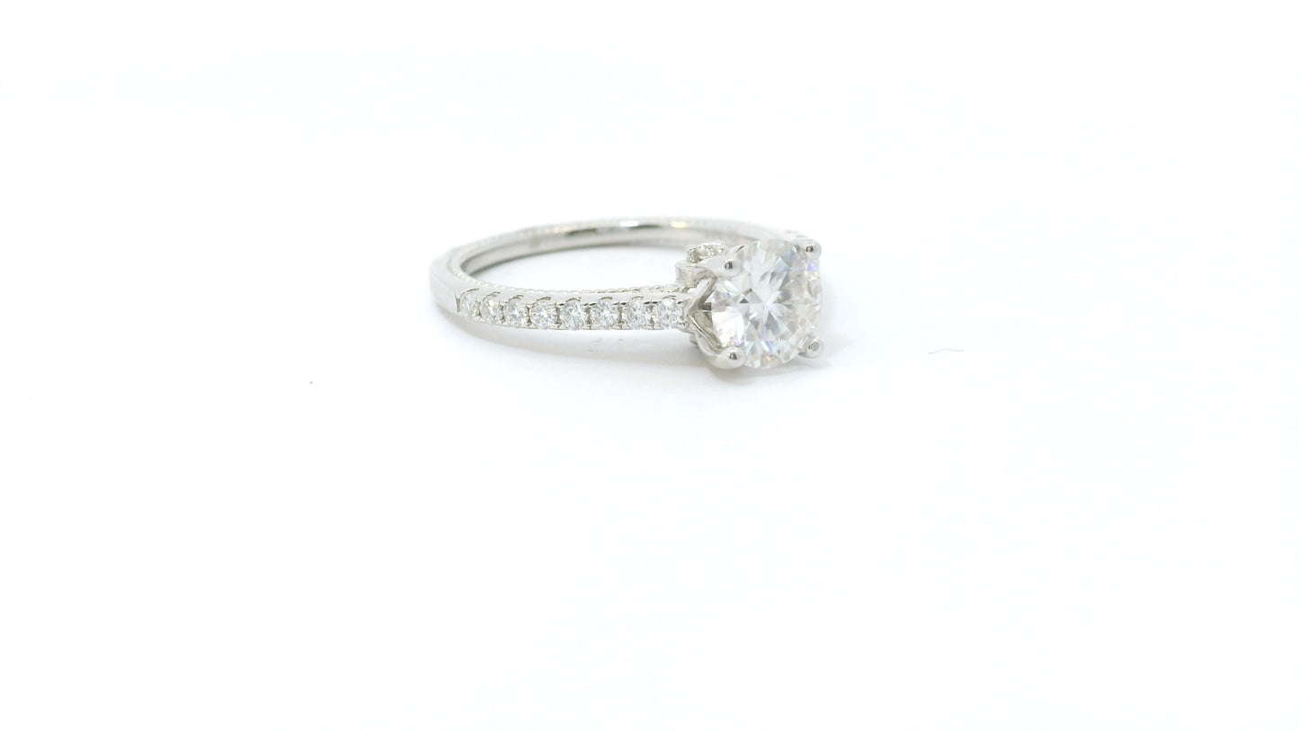 Sterling Silver with Brilliant Round Moissanite Promise Ring CTW 1.19 image 2