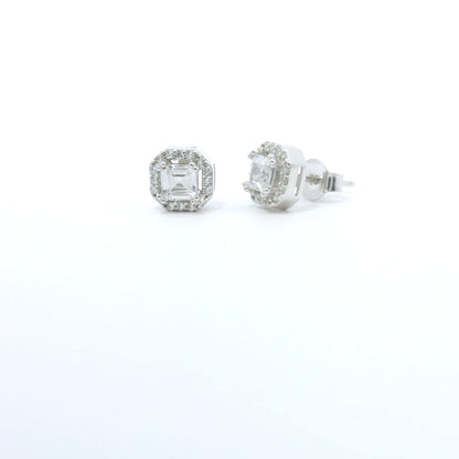 Sterling Silver with Square Cubic Zirconia Earrings image 1