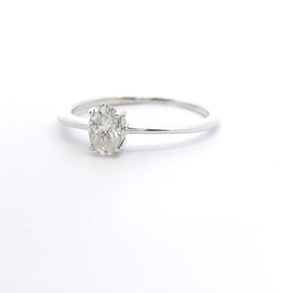 Sterling Silver with Oval Moissanite Promise Ring CTW 0.50 image 0