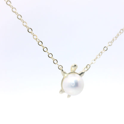 Sterling Silver with Freshwater Peal Turtle Pendant image 1