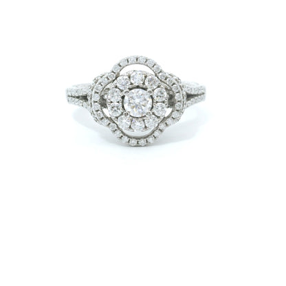 Sterling Silver with Round Brilliant Clover Moissanite Ring 1.82 CTW image 0