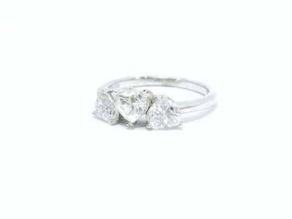 Sterling Silver Tri Heart Moissanite CTW 1.56 image 2